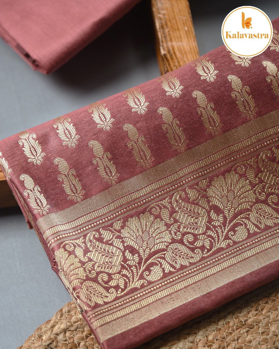 Onion Pink - Chanderi Silk Blend - Banarasi Woven - Unstitched Suit Fabric With Chanderi Banarasi Dupatta