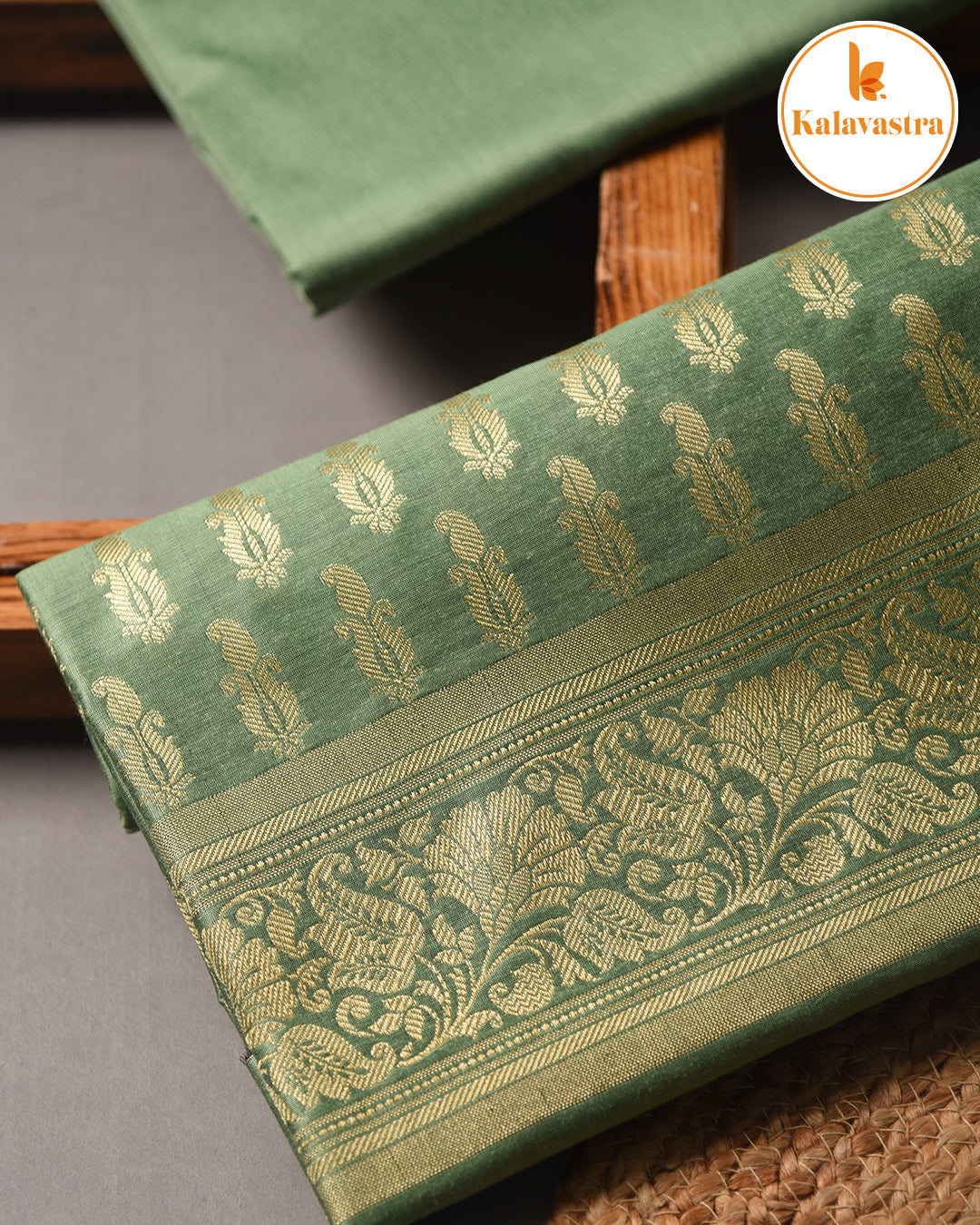 Light Green - Chanderi Silk Blend - Banarasi Woven - Unstitched Suit Fabric With Chanderi Banarasi Dupatta