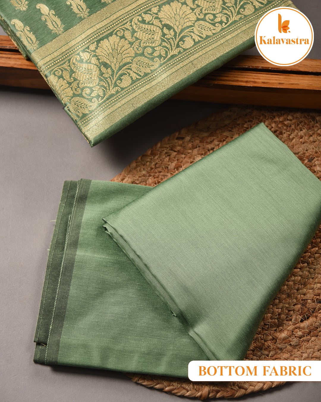 Light Green - Chanderi Silk Blend - Banarasi Woven - Unstitched Suit Fabric With Chanderi Banarasi Dupatta