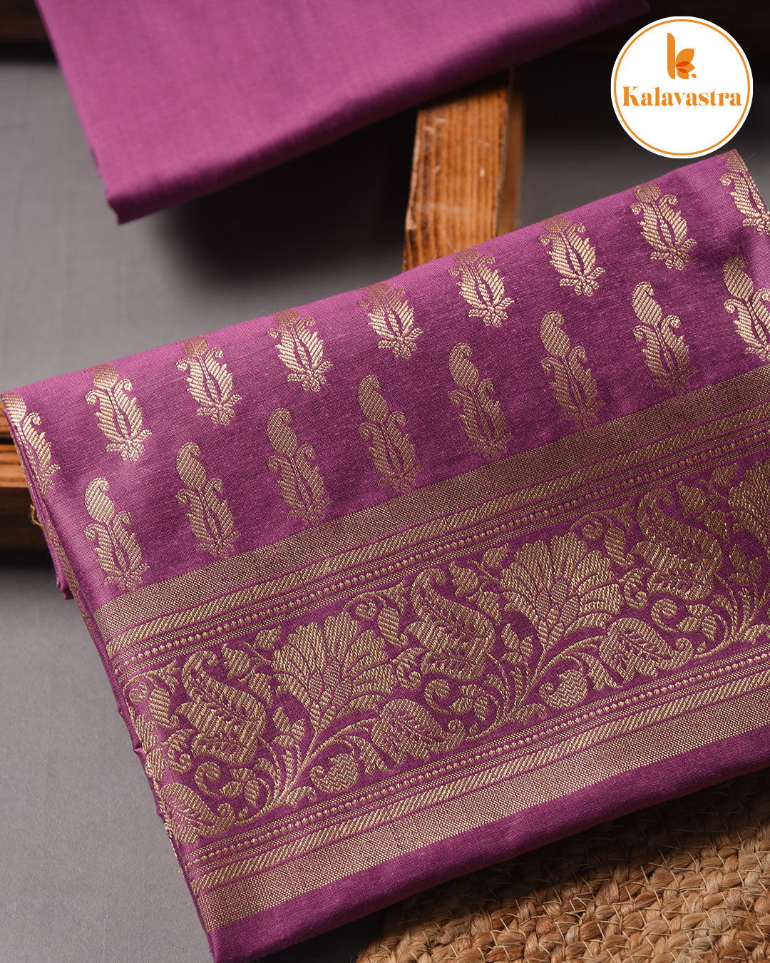 Purple - Chanderi Silk Blend - Banarasi Woven - Unstitched Suit Fabric With Chanderi Banarasi Dupatta