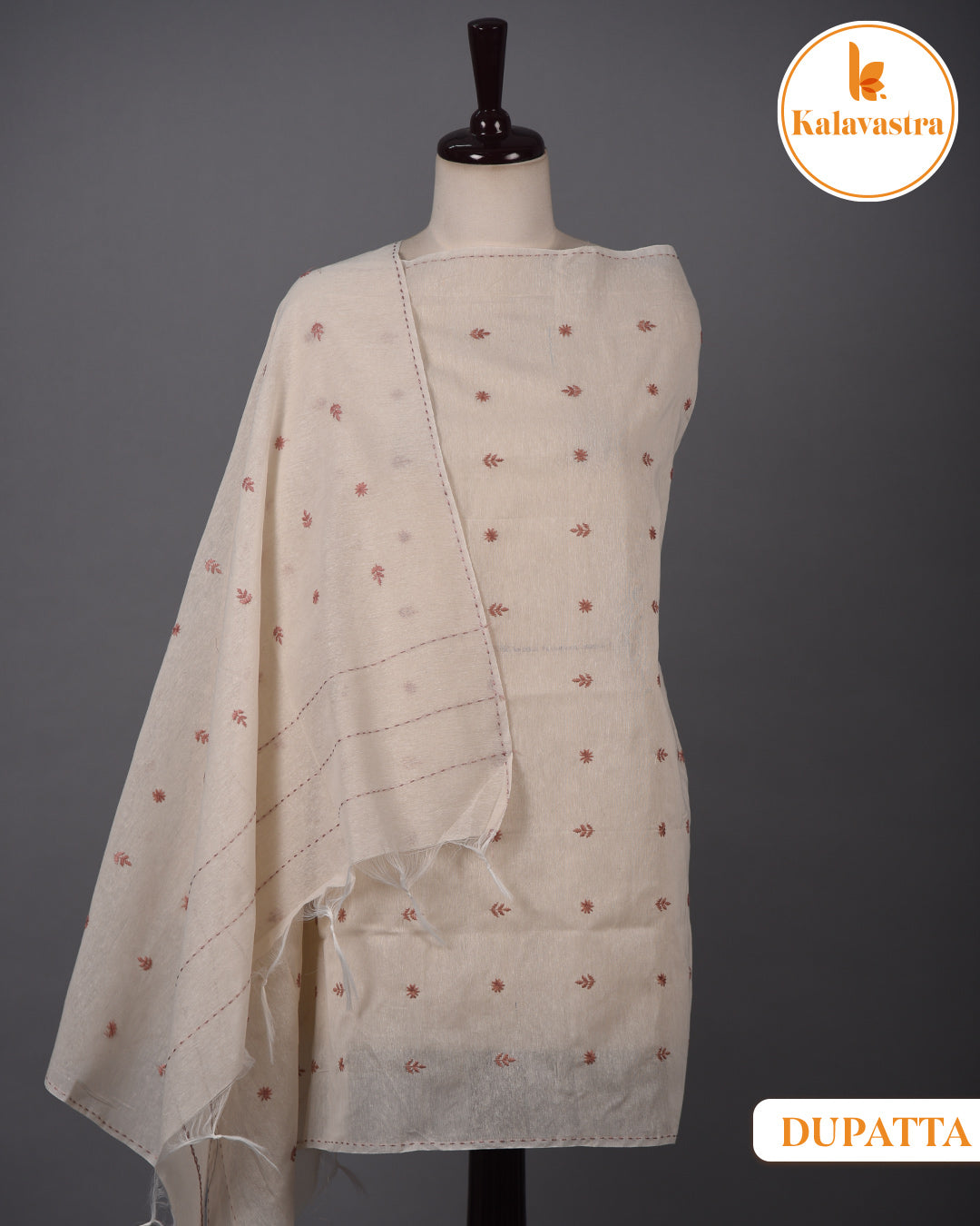 Onion Pink- Cotton Slub - Embroidered Unstitched Suit Fabric With Cotton Embroidered Dupatta