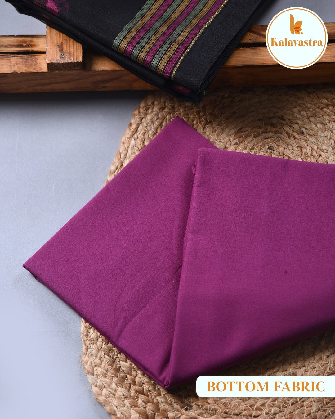 Black With Purple-Chanderi-Jamdani Woven-Unstitched Suit Fabric With Chanderi Jamdani Woven Dupatta