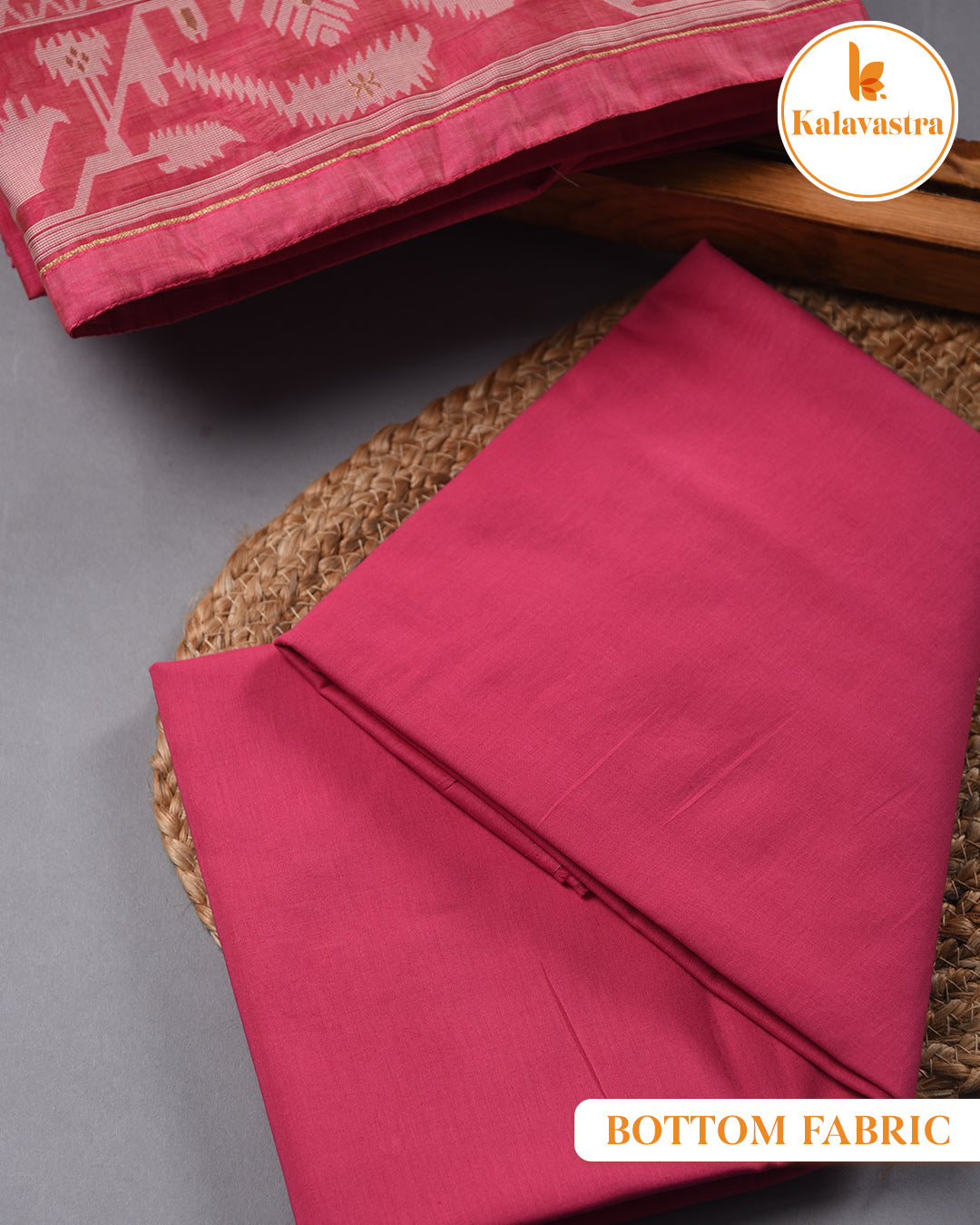 Pink - Chanderi - Jamdani Woven - Unstitched Suit Fabric With Chanderi Dupatta