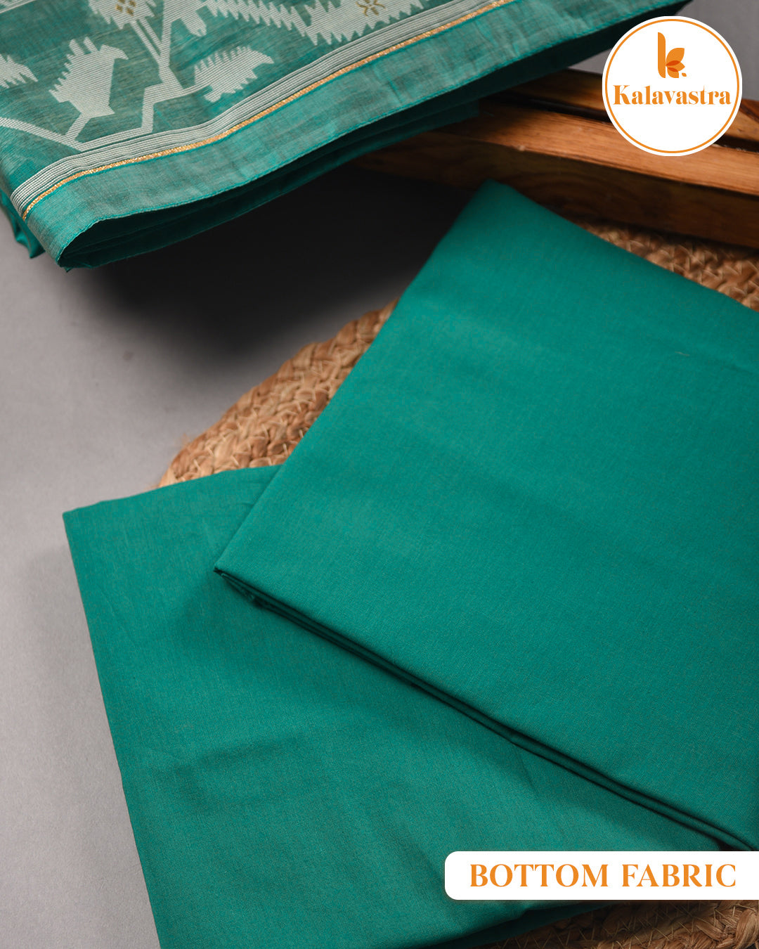 Green- Chanderi - Jamdani Woven - Unstitched Suit Fabric With Chanderi Dupatta