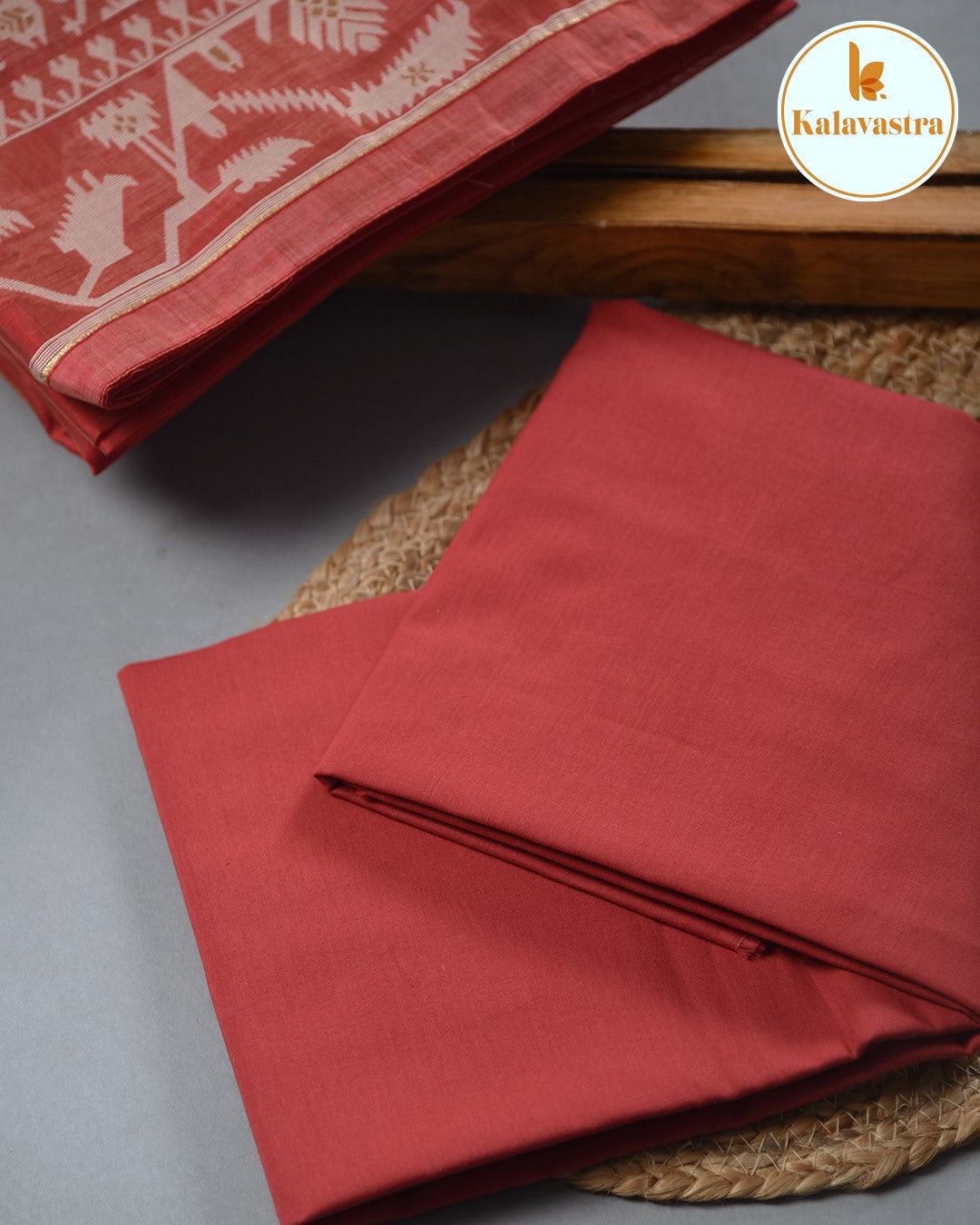 Maroon- Chanderi - Jamdani Woven - Unstitched Suit Fabric With Chanderi Dupatta