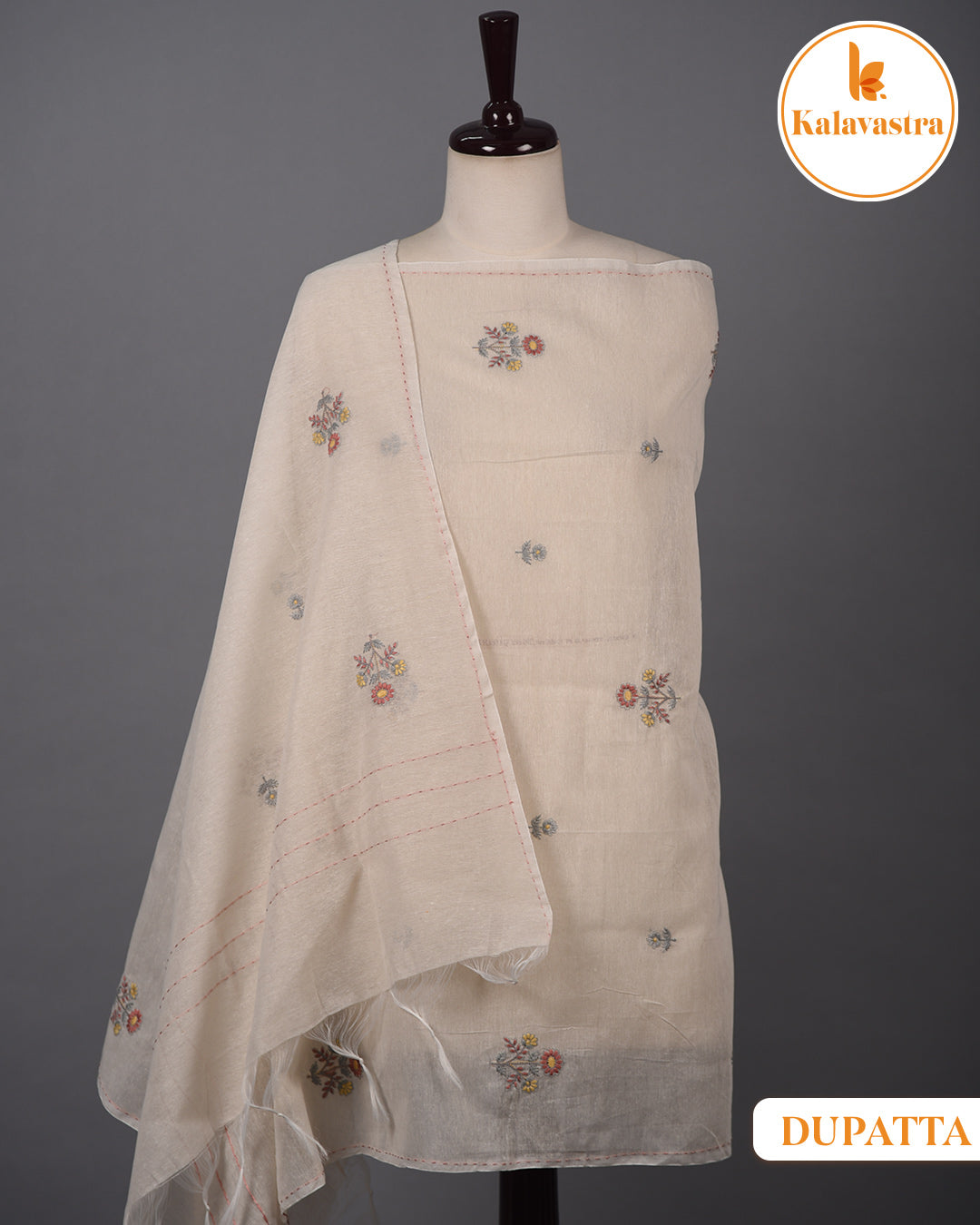 Gray With Pink - Cotton - Woven With Embroidery - Unstitched Suit Fabric With Cotton Embroidered Dupatta