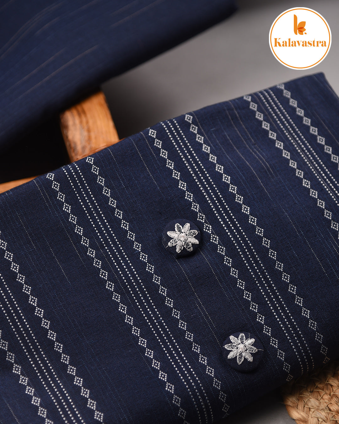 Blue- Cotton Blend - Woven With Embroidery - Unstitched Suit Fabric With Cotton Embroidered Dupatta