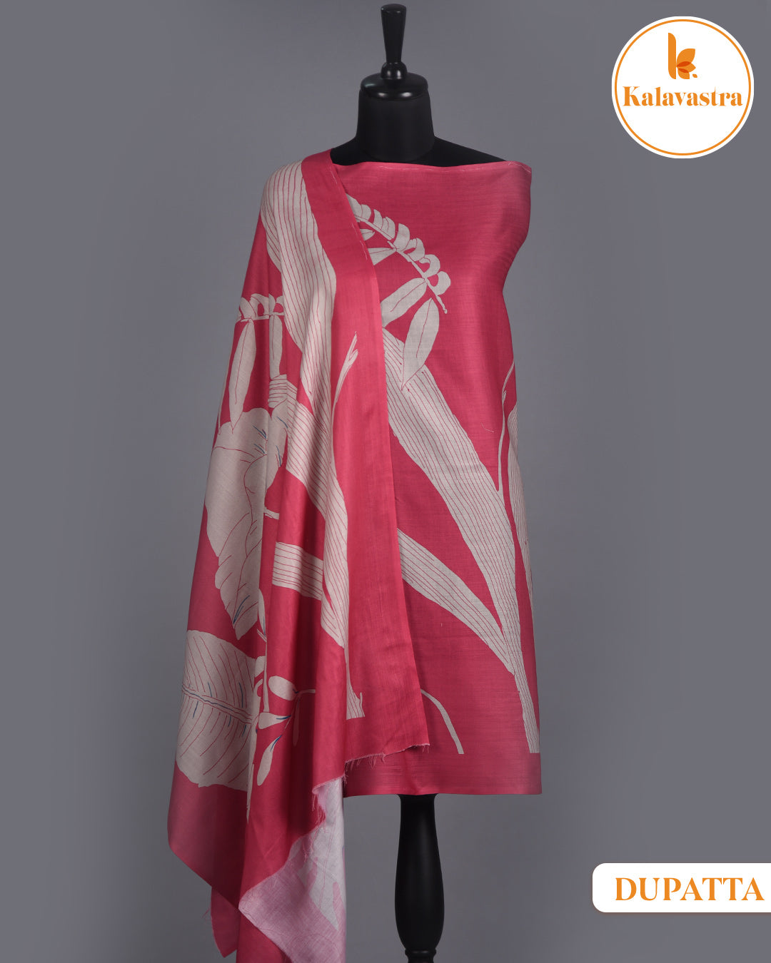 Pink- Winter Wear - Spun - Printed - Unstitched Suit Fabric With Spun Dupatta