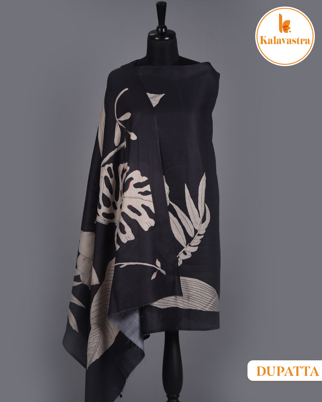 Black- Winter Wear - Spun - Printed - Unstitched Suit Fabric With Spun Dupatta