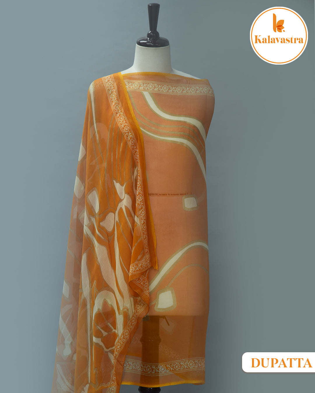 Mustard- Cotton Glazed - Printed With Embroidery - Unstitched Suit Fabric With Chiffon Dupatta